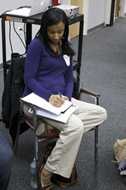 Student in class